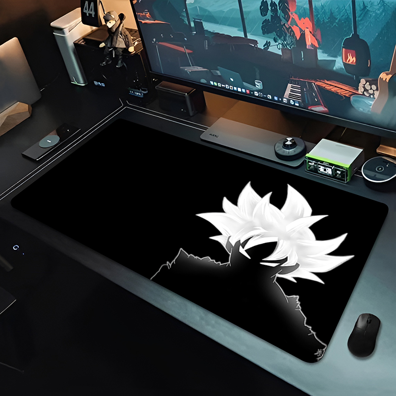 Desk Setup Black - DBZ ブラックアニメマウスパッドドラゴンボール大型 PC コンピュータデスクマット抗摩耗ゲーミングマウスパッドキーボードゲーマーアクセサリーテーブルパッド