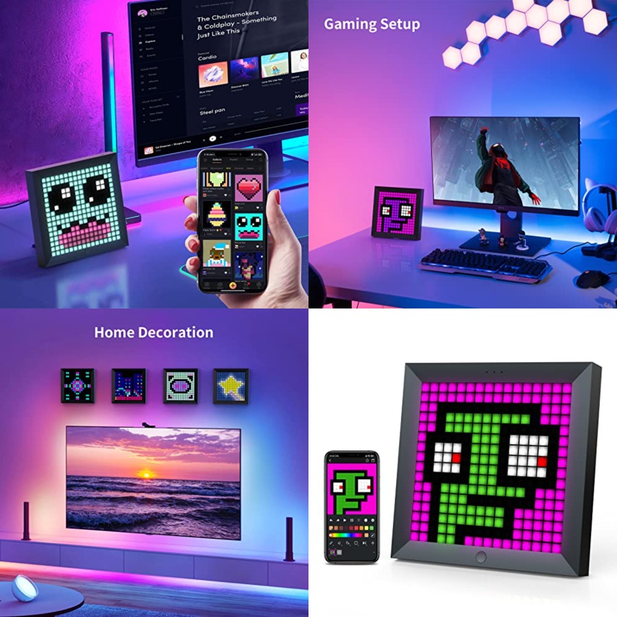 Desk Setup With Tv - LEDライトピクセルディスプレイパネル、RGBライトバー対応、スマートアプリ制御、クールなアニメーションデスクセットアップ、PC、テレビ、ゲームルーム用