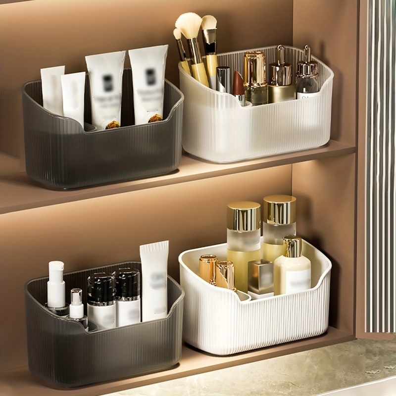 Desk Setup Shelves - 多機能化粧品収納ボックス、メイクアップコンテナ付きデスクトップオーガナイザーシェルフ、オフィス、学校、バスルーム用の鉛筆ホルダー