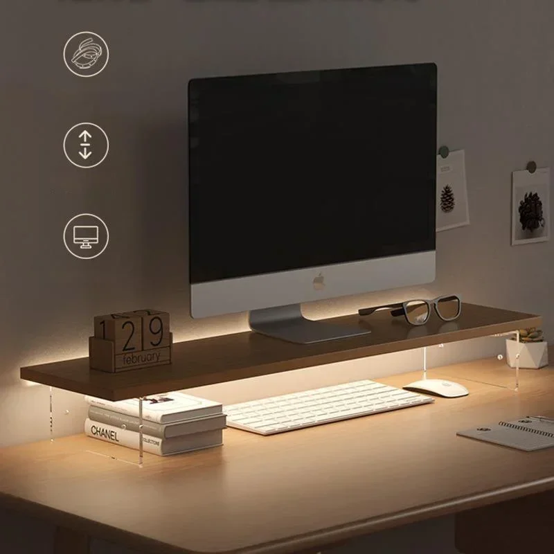Desk Setup Laptop - アクリルサスペンションオフィスコンピューターモニター、ローテーブル、スクリーンハイトシェルフ、デスクトップストレージシステム
