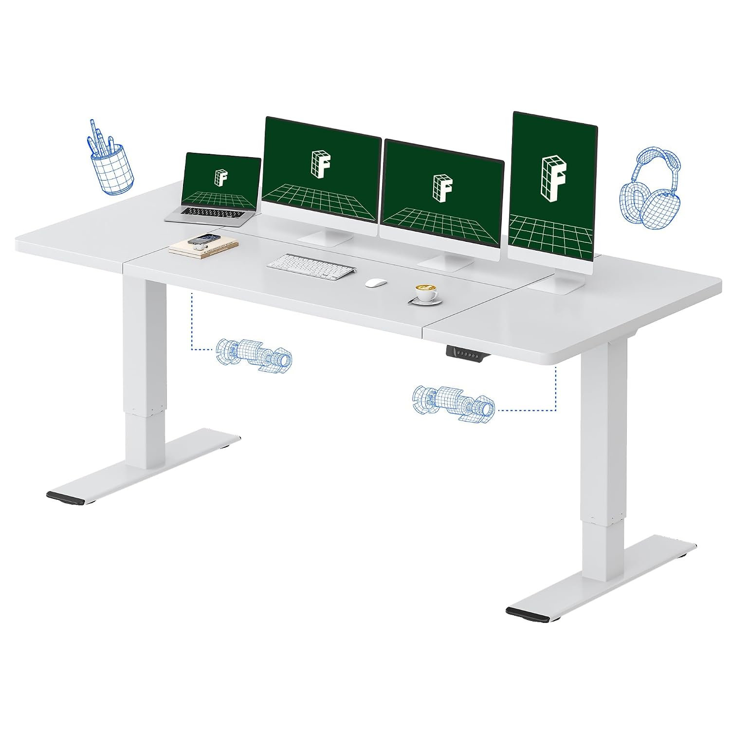 Desk Setup Dual Monitor - 大型デュアルモーター電動昇降デスク 79