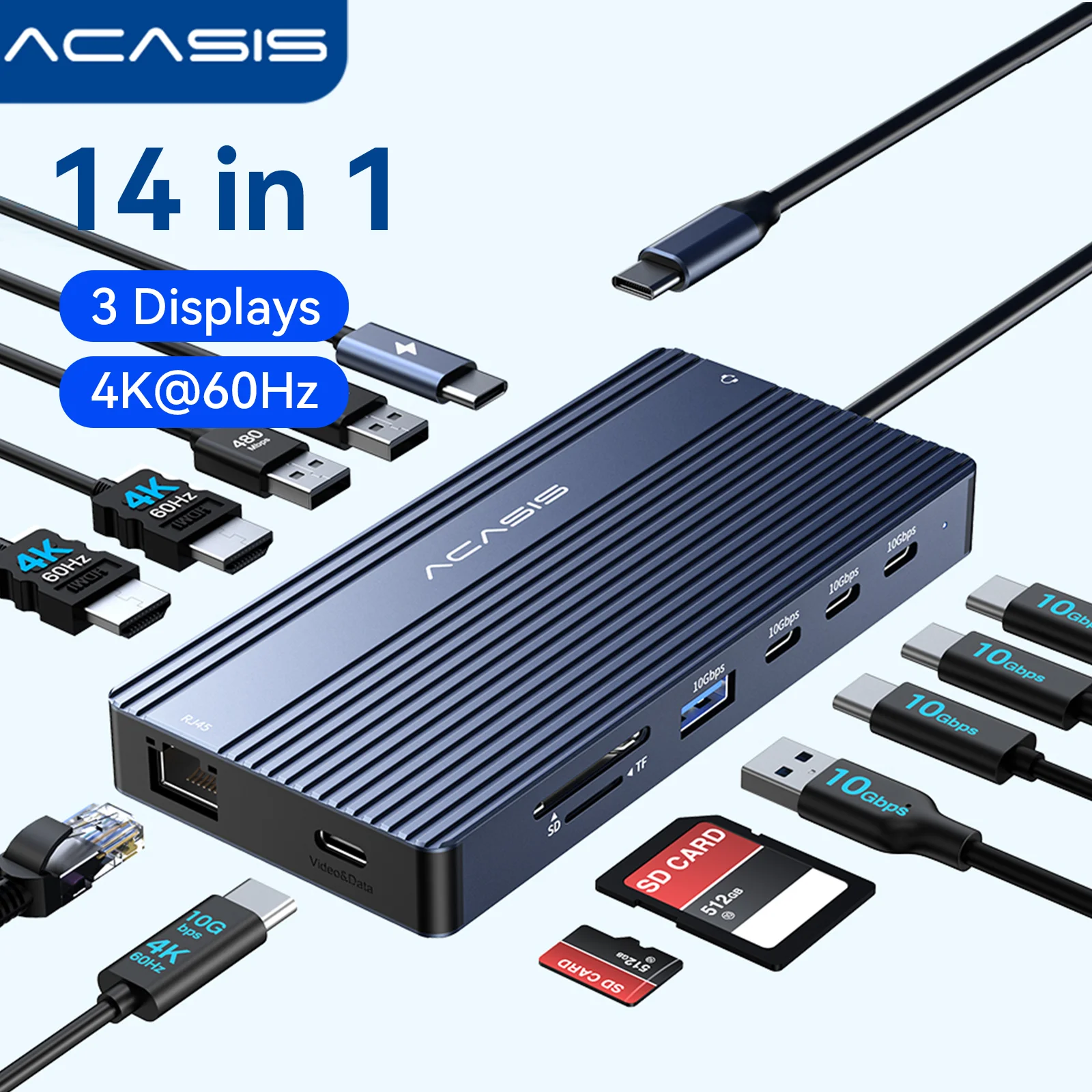 Desk Setup Mac - Acasis 14 in 1 USB-C ドッキングステーション