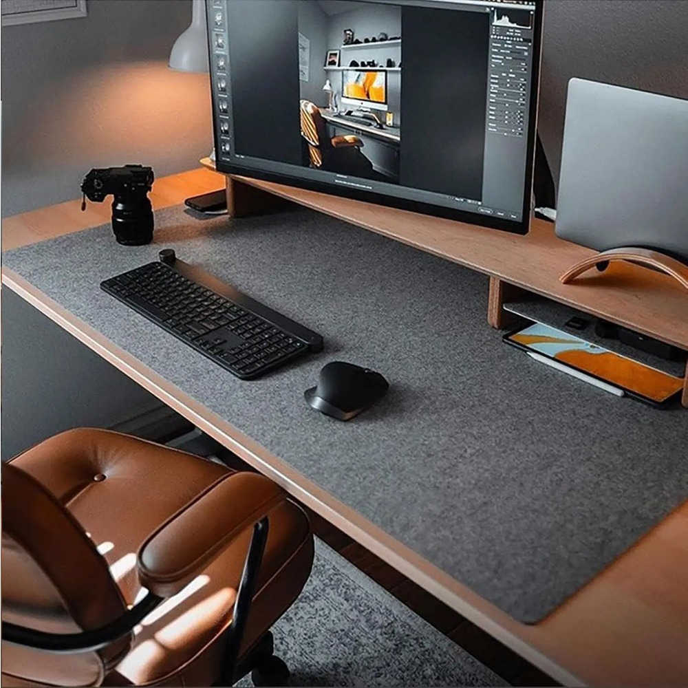 Desk Setup Rug - フェルトデスクマット コンピューターマット デスク用(31.5x15.7インチ) 大型フェルトマウスパッドとキーボードマット オフィス用デスクプロテクター |
