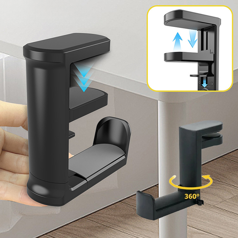 Headphone Hook Under - ノックなしテーブルクリップフックイヤホンホルダー360度回転式ヘッドマウントヘッドホンホルダー収納ハンガー AirPods Max、Sony対応