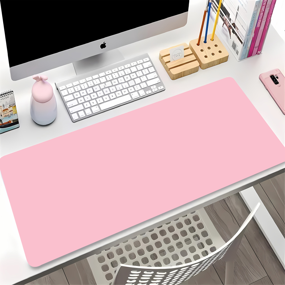 Desk Setup With Laptop - ソリッドカラーゲーミングマウスパッドゲーマーキーボードトレイオフィスアクセサリーかわいいピンクマウスパッドラップトップデスク敷物ゲーマーセットアップ装飾