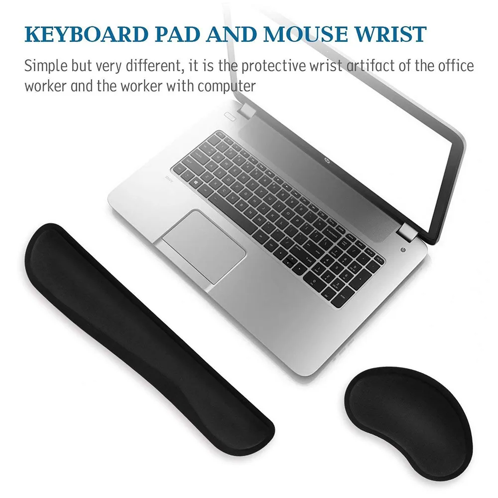 Desk Setup Mac - ワイドメモリーフォーム滑り止めマウスパッドリストサポートキーボードリストレストサポートオフィス、コンピュータ、ラップトップ、Mac用、快適