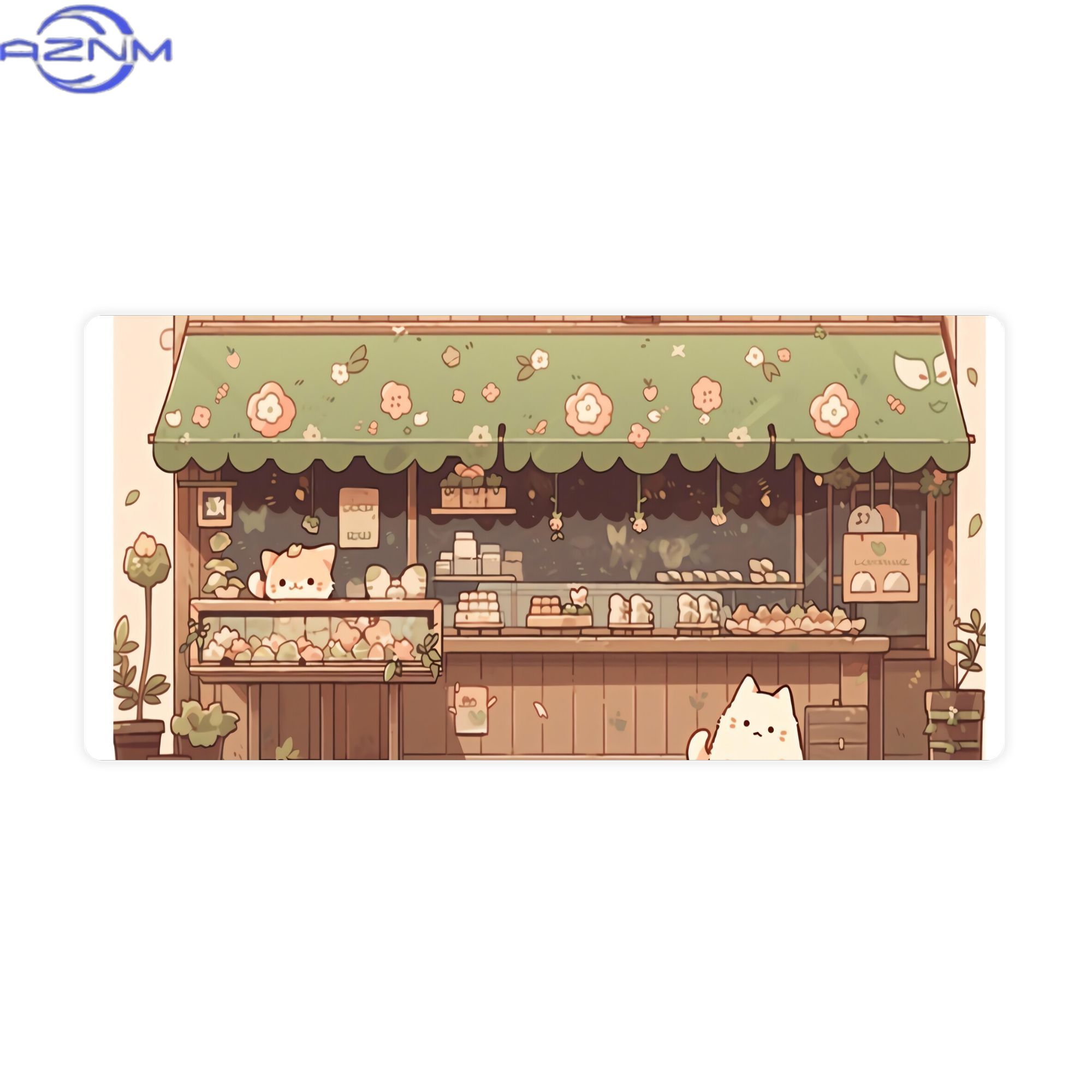 Your Desk Setup - Cat Bakery Aesthetic Green Shopの大型デスクマットは、ゲームやストリーミングステーションに最適で、あなたのセットアップに際立つ存在感を加えます。