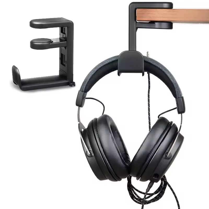 Headphone Hook Under - デスク下ヘッドフォンホルダー回転クランプデザインボーズソニーエアポッズマックス用調節可能なデスクマウントデスクトップケーブル整理整頓アクセサリー