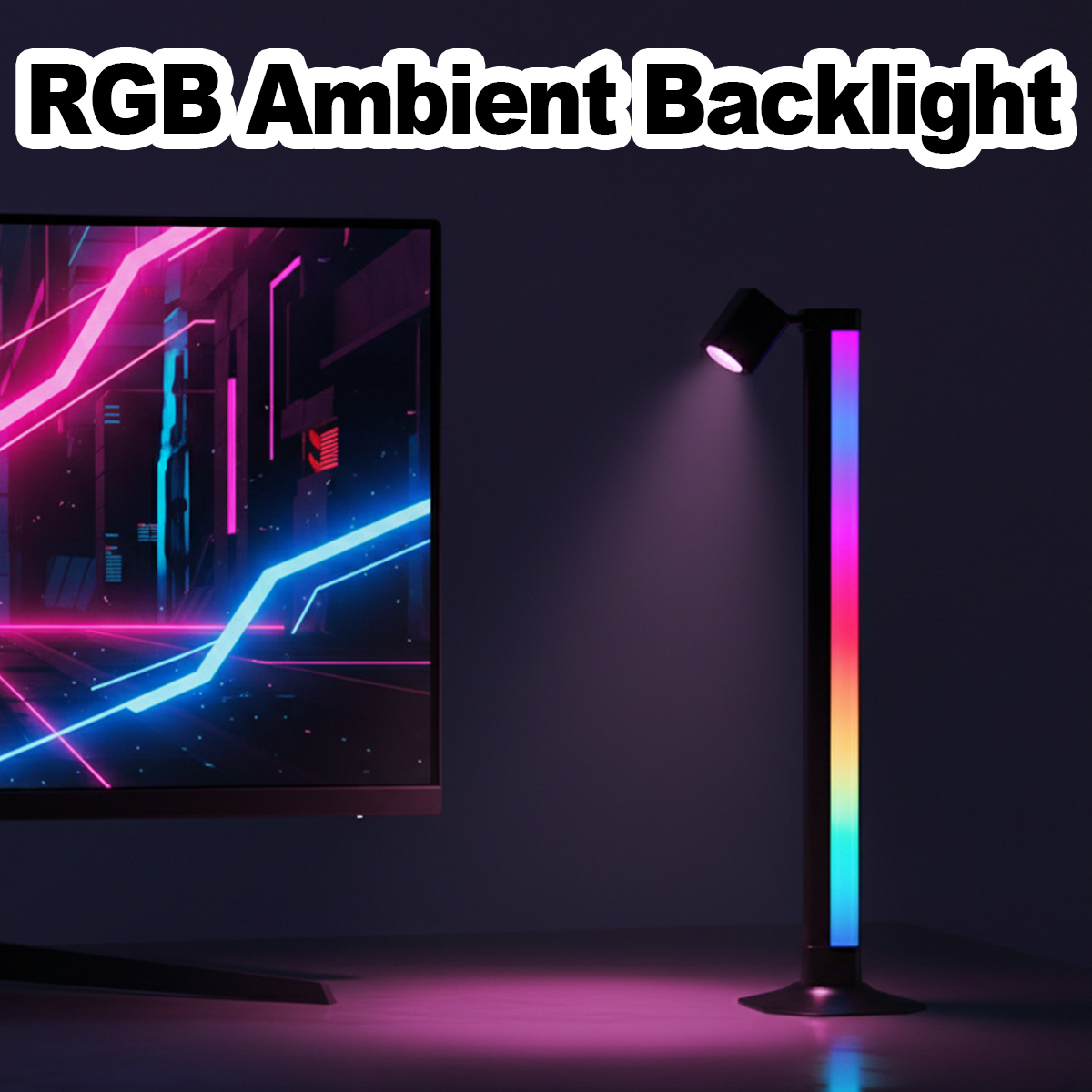 Desk Setup Black - スマートライトバー LED RGB 音楽同期 アプリ制御 USB雰囲気ランプ
