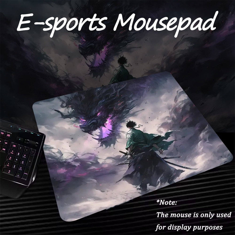 Your Desk Setup - eスポーツマウスパッド：侍対侍 ダークドラゴンアート – 精密なゲームプレイのための滑らかで耐久性のある表面、デスクセットアップをレベルアップ