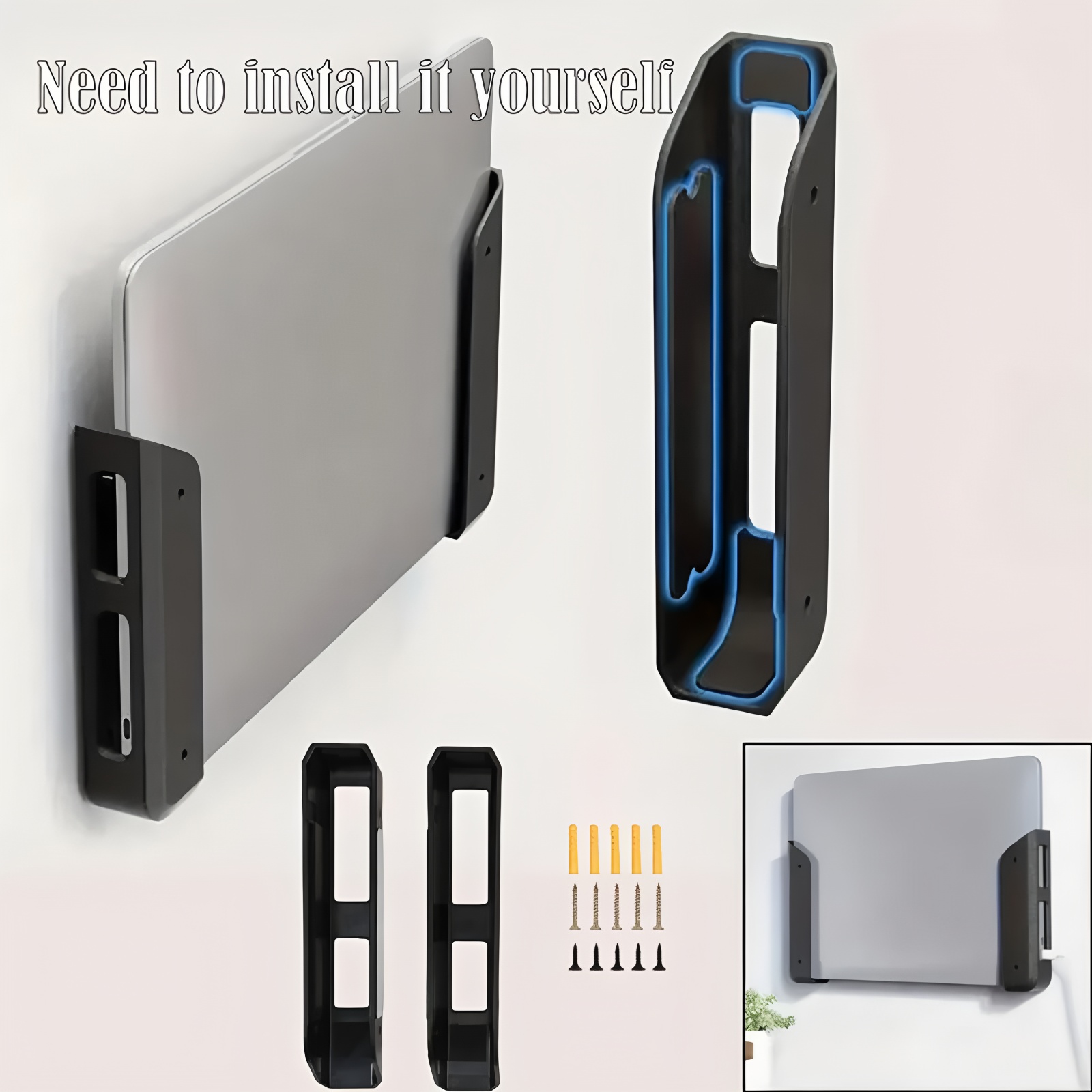Desk Setup Mac - ユニバーサルラップトップ壁掛け式デスク下ホルダー スタンド MacBook Pro/Air キーボード用 傷防止