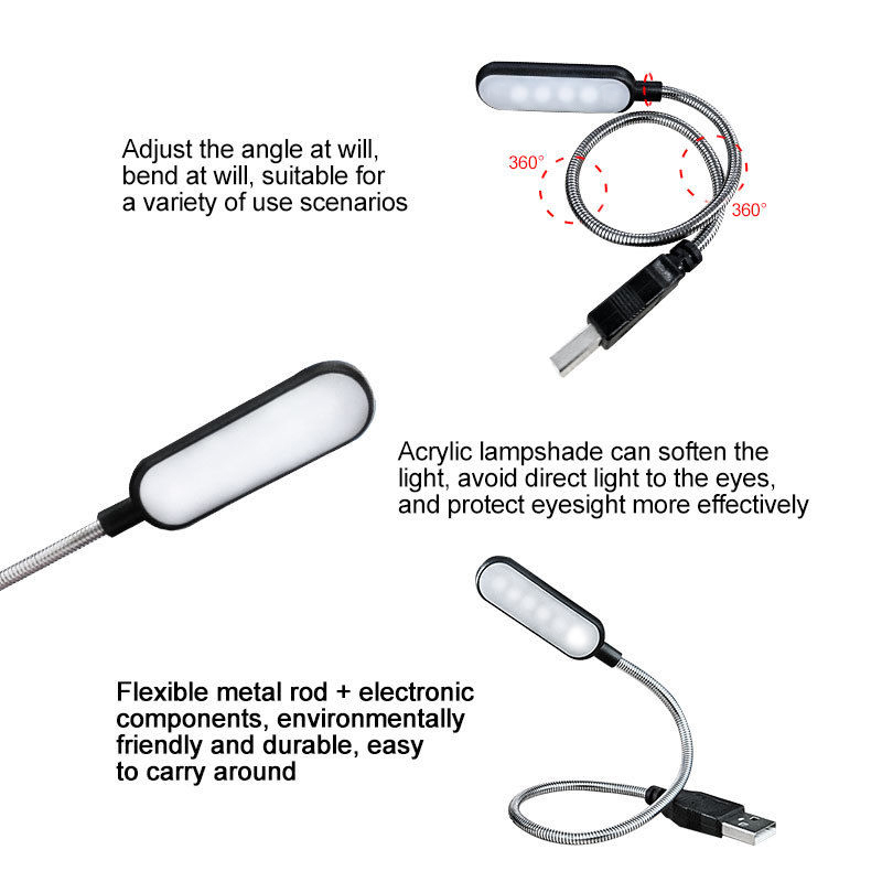 ミニ 4 LED ブックランプポータブル USB 読書ナイト - Desk Setup Laptop のレビューと価格