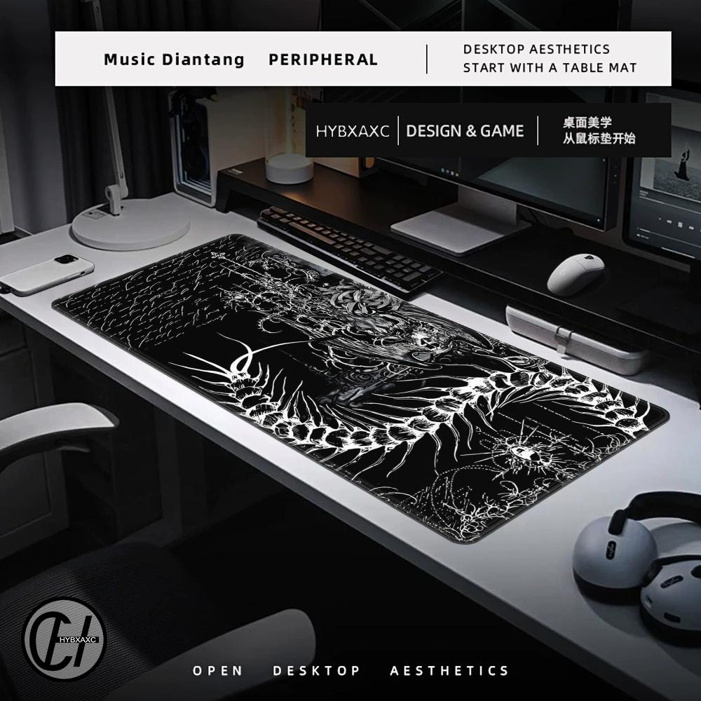ブラックホワイトサイバーシジリズムデスクマットゴシックムカデ - Desk Setup Black のレビューと価格