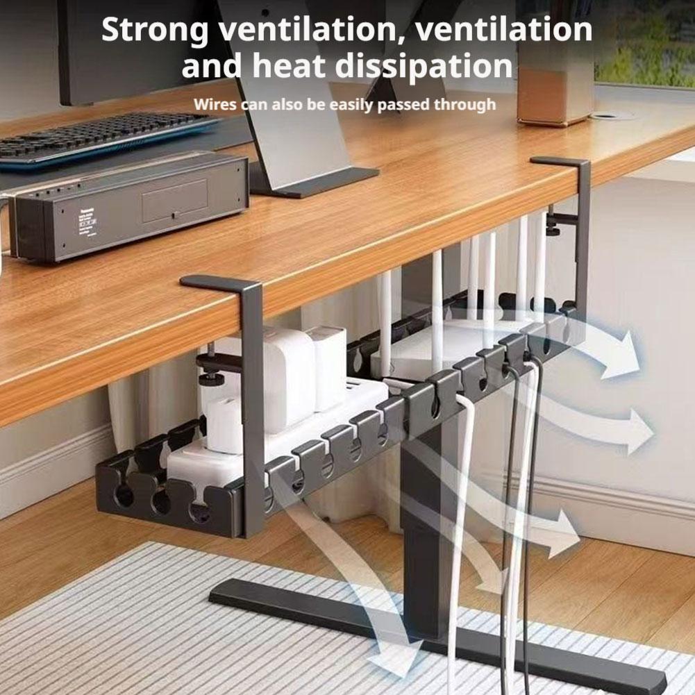 伸縮式デスク下ケーブル管理、穴あけ不要、金属製ケーブルトレイ - Desk Setup Shelves のレビューと価格