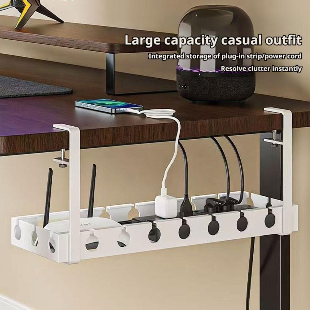 伸縮式デスク下ケーブル管理、穴あけ不要、金属製ケーブルトレイ - Desk Setup Shelves のレビューと価格
