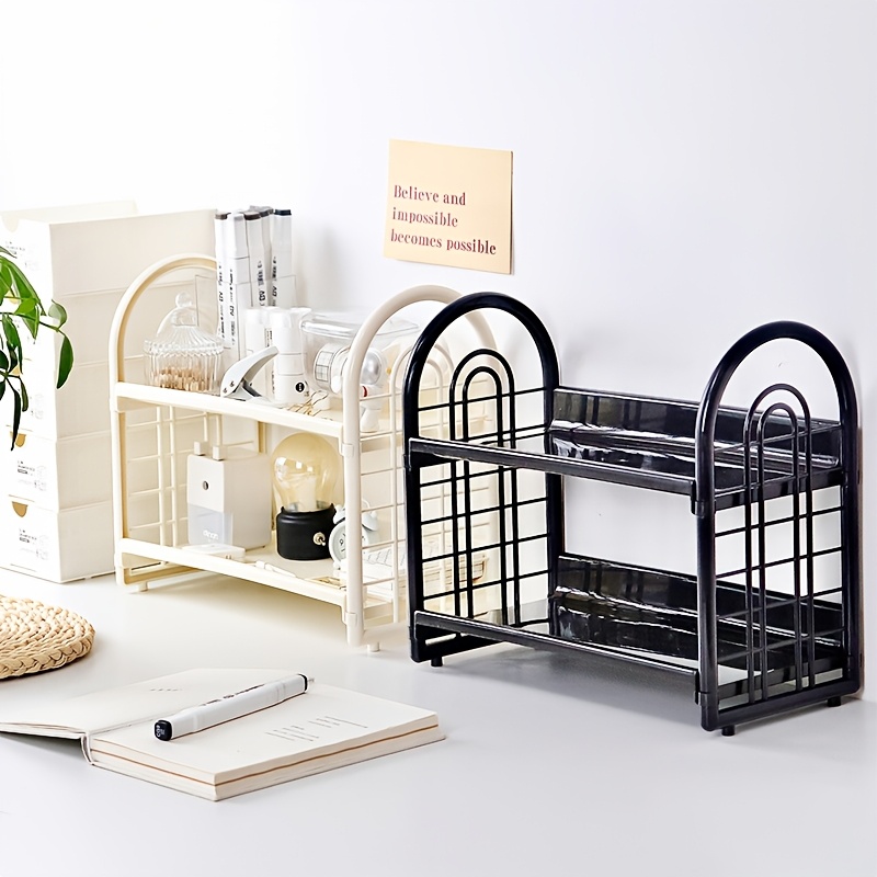 1個の二重層多機能プラスチックデスクトップオーガナイザーシェ - Desk Setup Shelves のレビューと価格