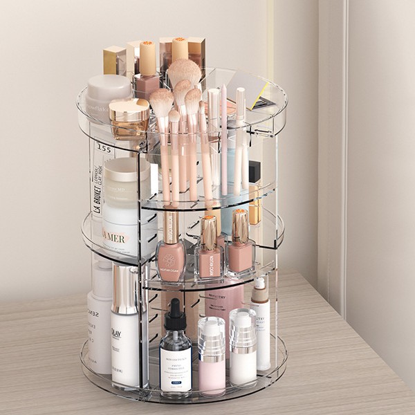 360度回転式化粧品収納ラック（棚板調整可能）—頑丈で電源不 - Desk Setup Shelves のレビューと価格