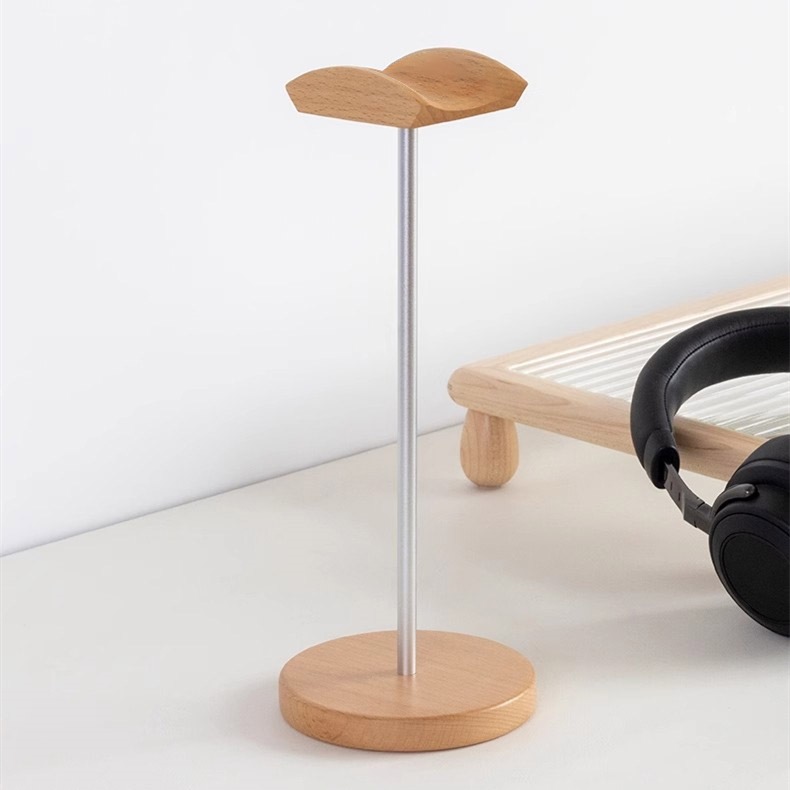 ブラックウォルナット材とアルミニウム製ヘッドホンスタンド、天 - Headphone Hook Under のレビューと価格