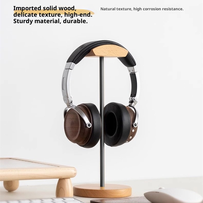 ブラックウォルナット材とアルミニウム製ヘッドホンスタンド、天 - Headphone Hook Under のレビューと価格