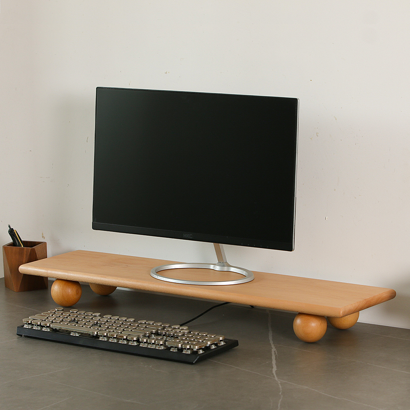 天然木デスクトップライザーデュアルモニタースタンド、収納トレ - Desk Setup Dual Monitor のレビューと価格