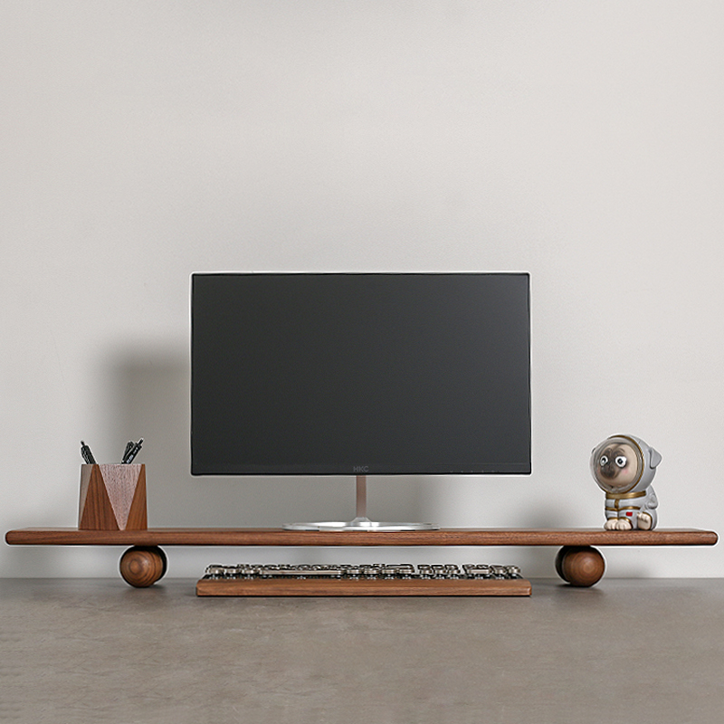 天然木デスクトップライザーデュアルモニタースタンド、収納トレ - Desk Setup Dual Monitor のレビューと価格