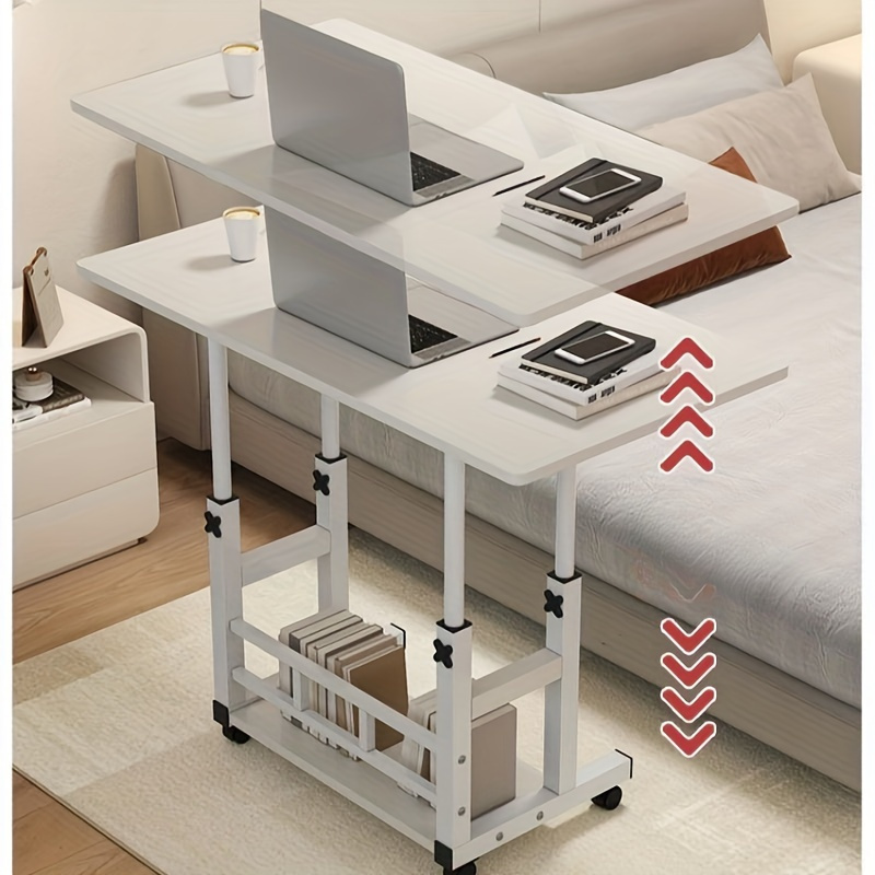 多機能折りたたみテーブル（車輪付き、高さ調節可能、収納棚付き - Desk Setup Shelves のレビューと価格