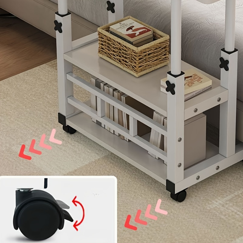 多機能折りたたみテーブル（車輪付き、高さ調節可能、収納棚付き - Desk Setup Shelves のレビューと価格