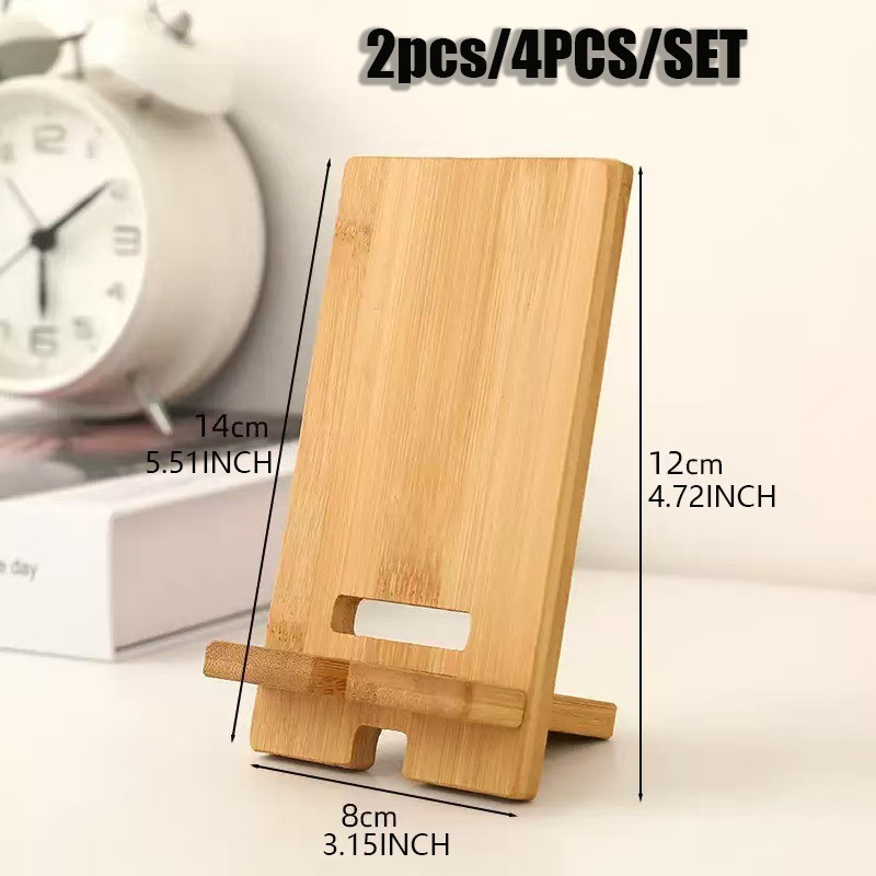 2個/4個/セット 木製竹製スマホスタンドホルダー 調節可能 - Desk Setup Kit のレビューと価格