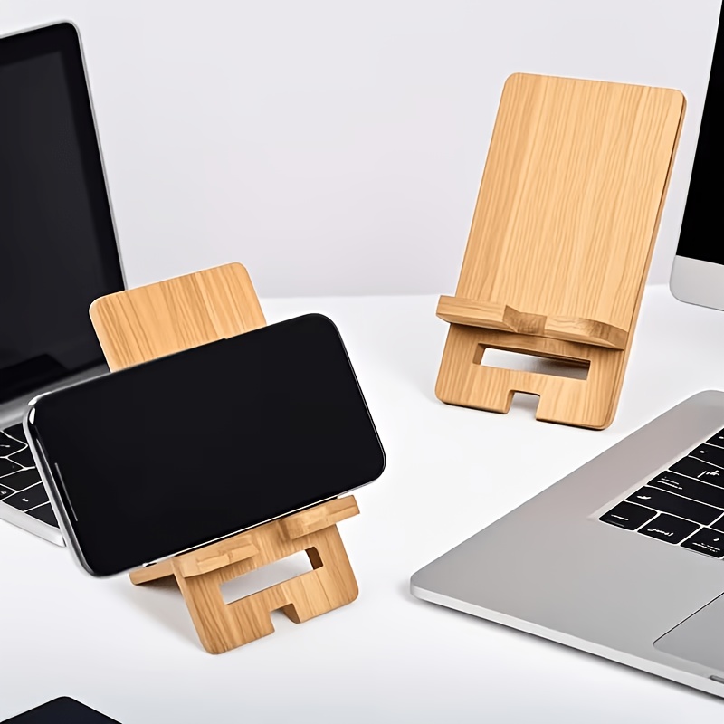 2個/4個/セット 木製竹製スマホスタンドホルダー 調節可能 - Desk Setup Kit のレビューと価格