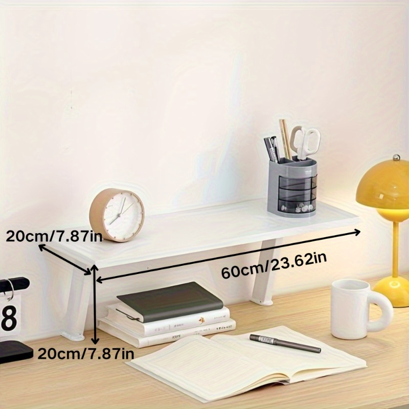 1つの白い木製フローティングデスクトップシェルフ - 長方形 - Desk Setup Shelves のレビューと価格
