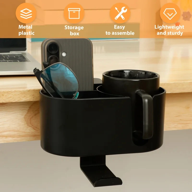 4 in 1デスクカップホルダー、ヘッドホンハンガー、ユニバ - Headphone Hook Under のレビューと価格