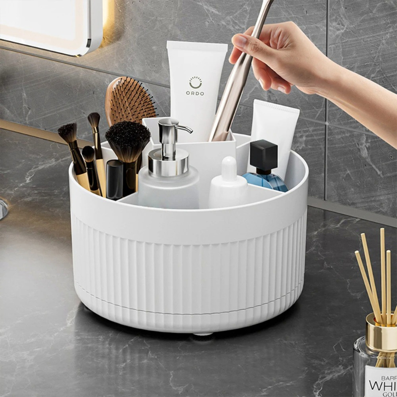 360 °   テーブルトップ回転式メイクブラシ収納容器化粧 - Desk Setup Shelves のレビューと価格