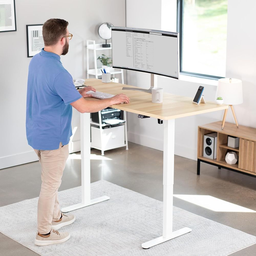 電動71 x 30インチスタンディングデスク、高さ調節可能、 - Desk Setup Kit のレビューと価格