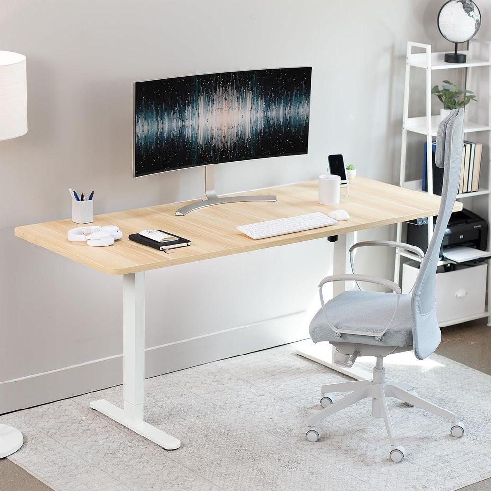 電動71 x 30インチスタンディングデスク、高さ調節可能、 - Desk Setup Kit のレビューと価格