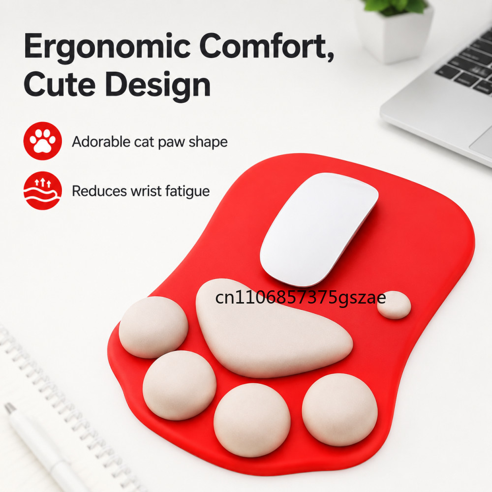 可愛い3D猫の足型マウスパッド、柔らかいシリコン製滑り止めマ - Desk Setup Mac のレビューと価格
