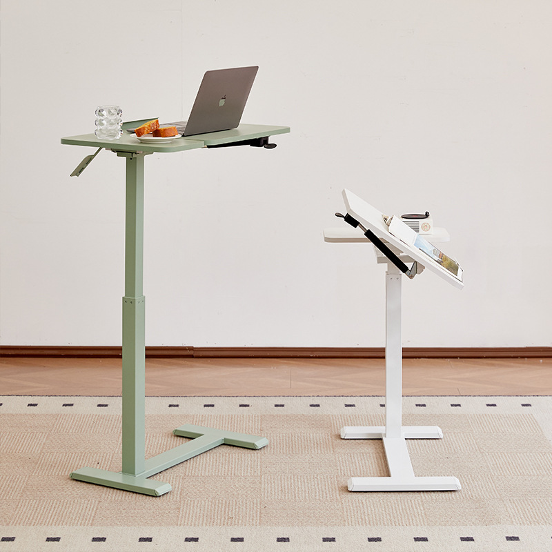 高さ調節可能なサイドデスクテーブル、傾斜調節可能な天板、キャ - Desk Setup Laptop のレビューと価格