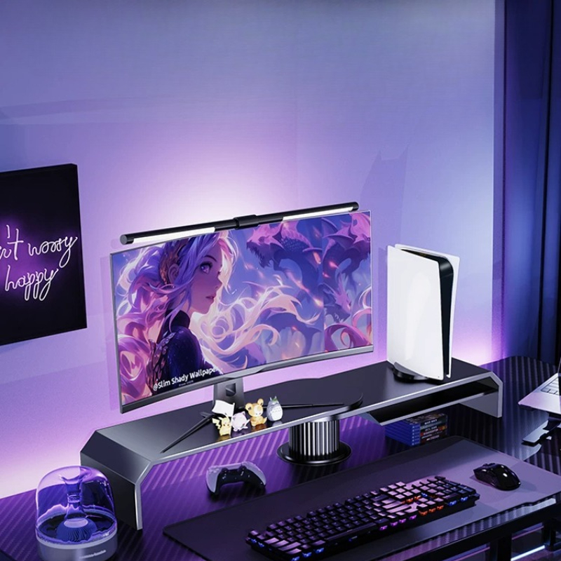 ゲーミングデュアルモニタースタンド オフィススクリーンライザ - Desk Setup Dual Monitor のレビューと価格