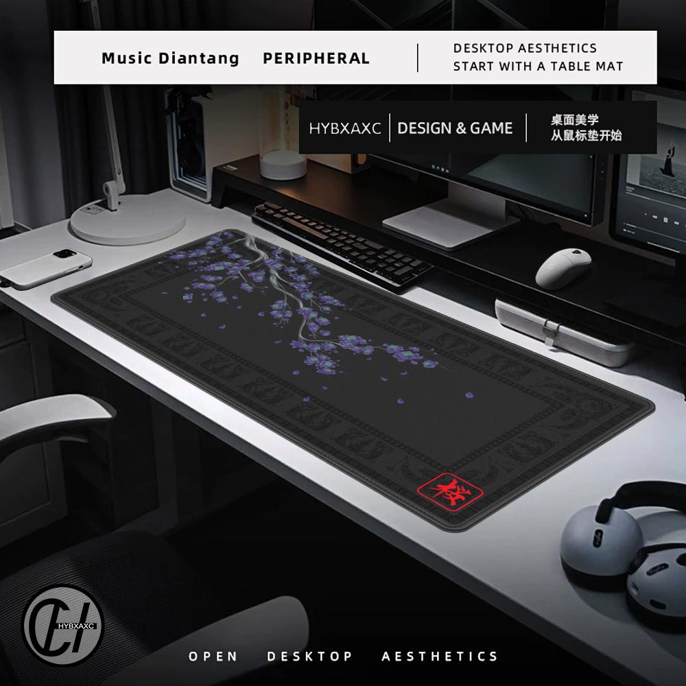 日本のゲーミングマウスパッド、黒桜、紫のラップトップデスクマ - Desk Setup Black のレビューと価格