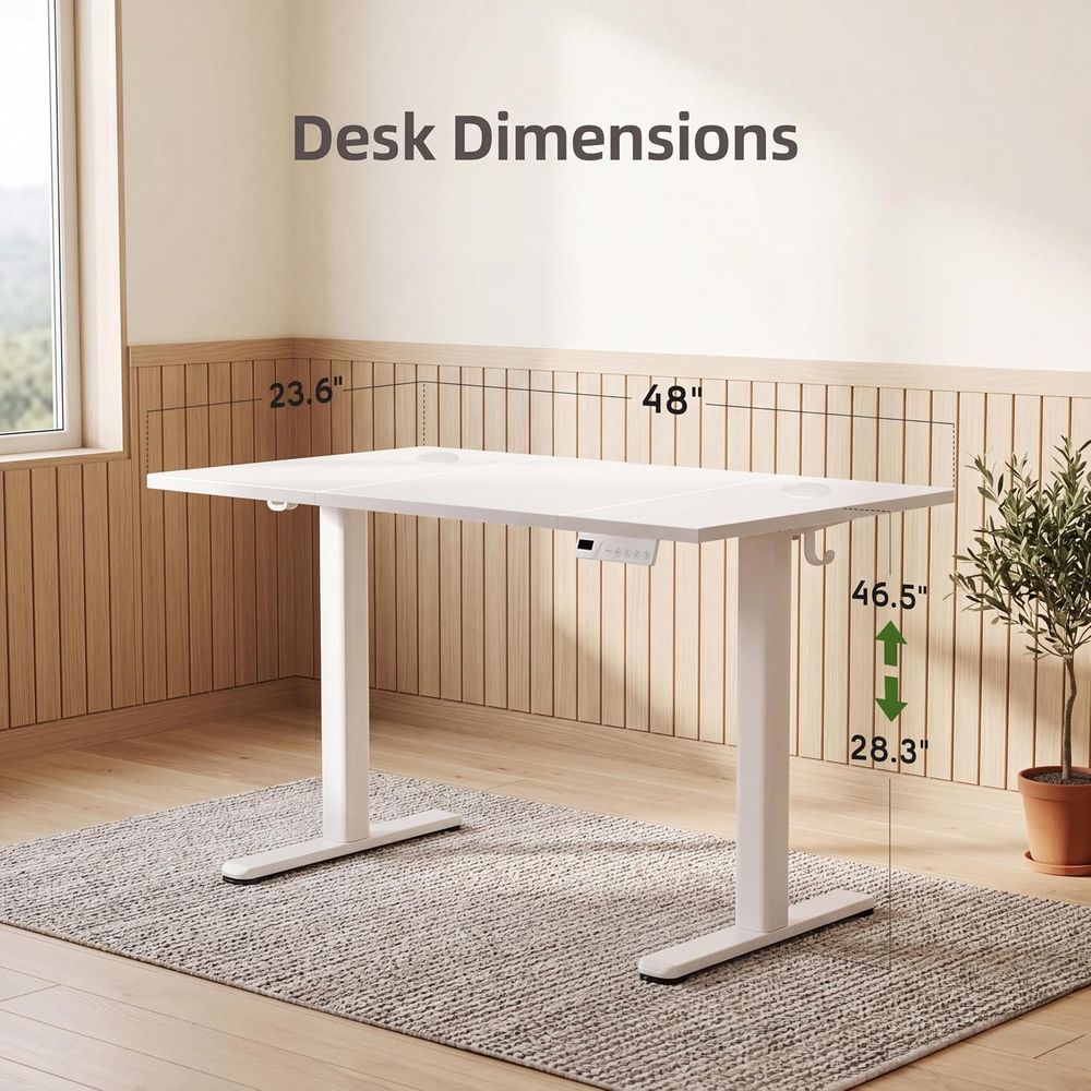 電動昇降デスク 48x24 - 人間工学に基づいたシットスタ - Desk Setup Dual Monitor のレビューと価格
