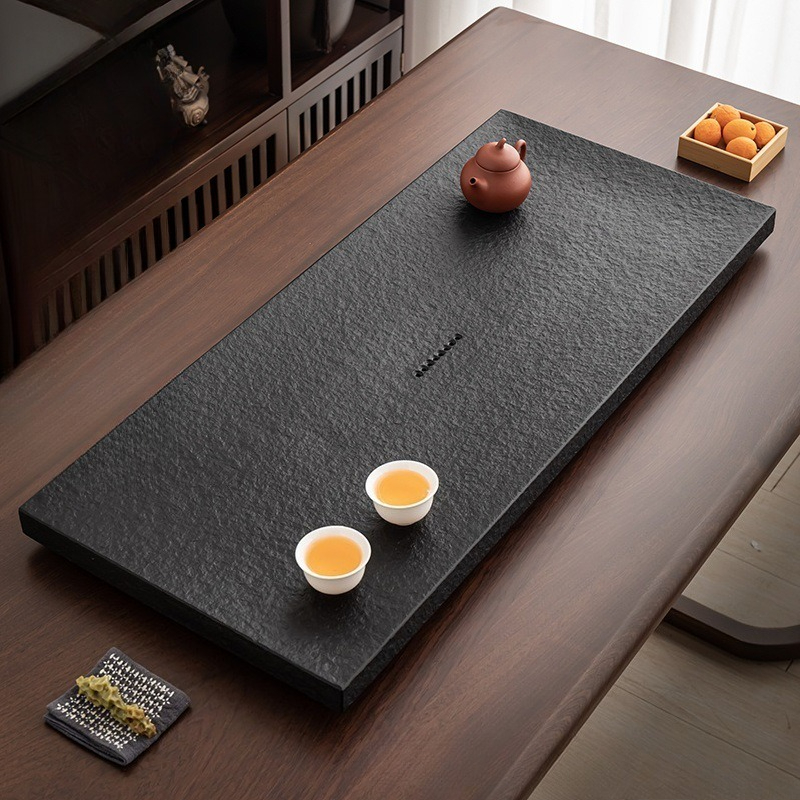 天然黒石茶盆、中国カンフー茶器セット（リビングルームデスクト - Desk Setup Black のレビューと価格