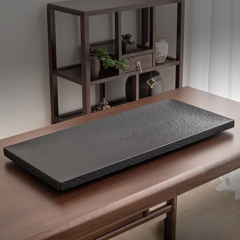 天然黒石茶盆、中国カンフー茶器セット（リビングルームデスクト - Desk Setup Black のレビューと価格