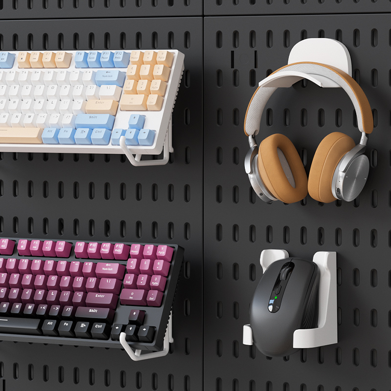 ゲーミングギアペグボード: 壁掛け、パンチなし、書斎/ゲーム - Desk Setup Kit のレビューと価格