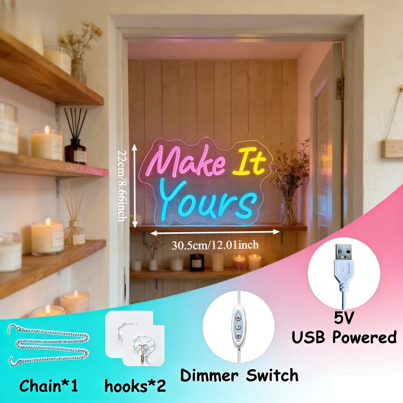 Make It Yours ネオンサイン LED USB イ - Your Desk Setup のレビューと価格