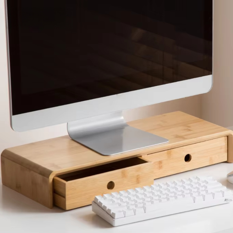竹製ノートパソコンモニターライザー、エコフレンドリーなデスク - Desk Setup With Laptop のレビューと価格