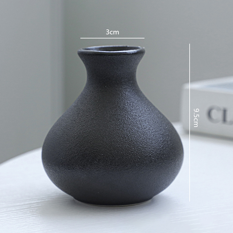 5個セット ブラックセラミック花瓶セット モダンミニマリスト - Desk Setup Black のレビューと価格