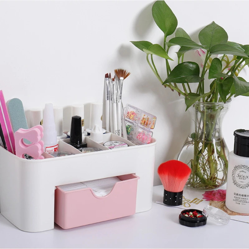 ネイルアートオーガナイザーデスクトップ引き出し化粧品収納ボッ - Desk Setup Shelves のレビューと価格