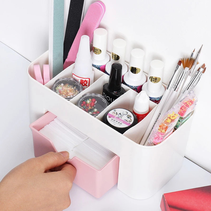 ネイルアートオーガナイザーデスクトップ引き出し化粧品収納ボッ - Desk Setup Shelves のレビューと価格