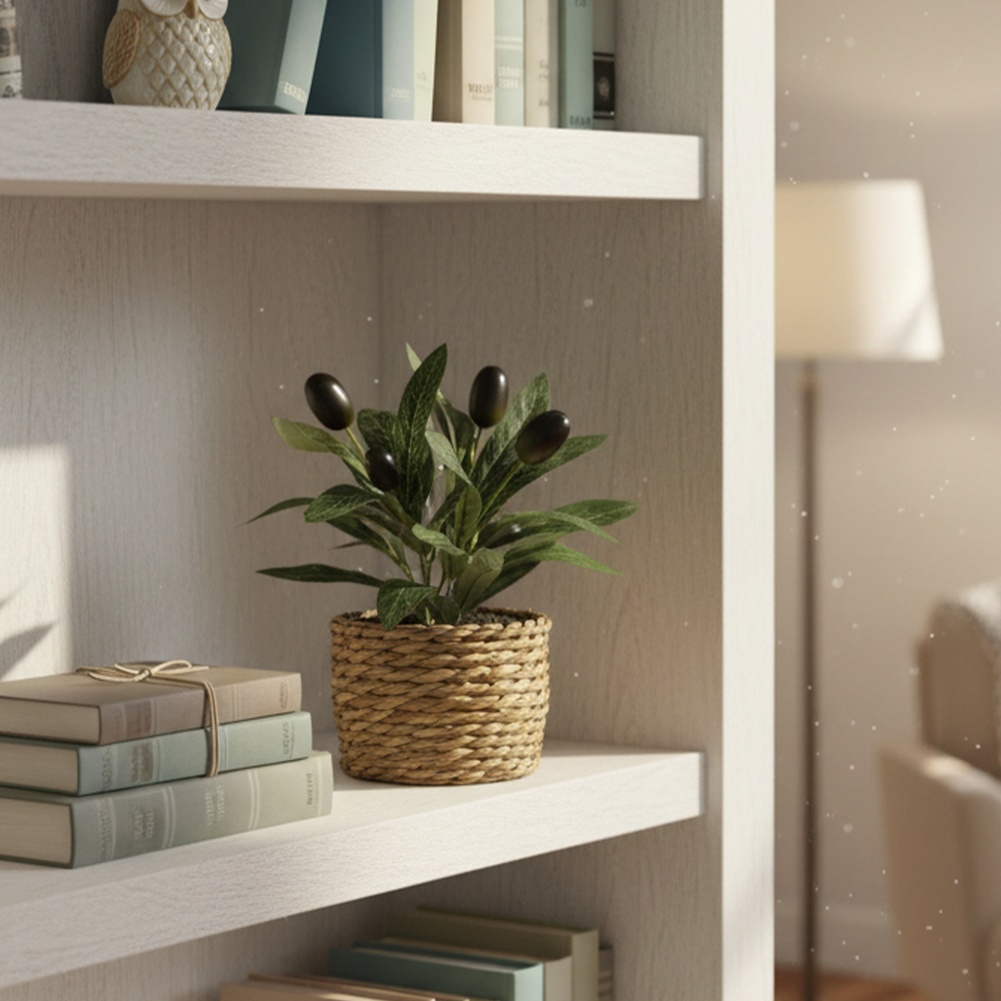 人工植物 ポケットオリーブツリー プラスチック製フェイク植物 - Desk Setup Shelves のレビューと価格
