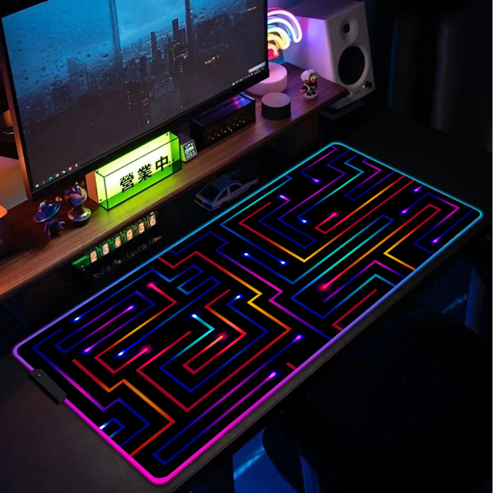 Xxl マウスパッド 900x400 ネオン回路迷路セットア - Desk Setup Pc のレビューと価格