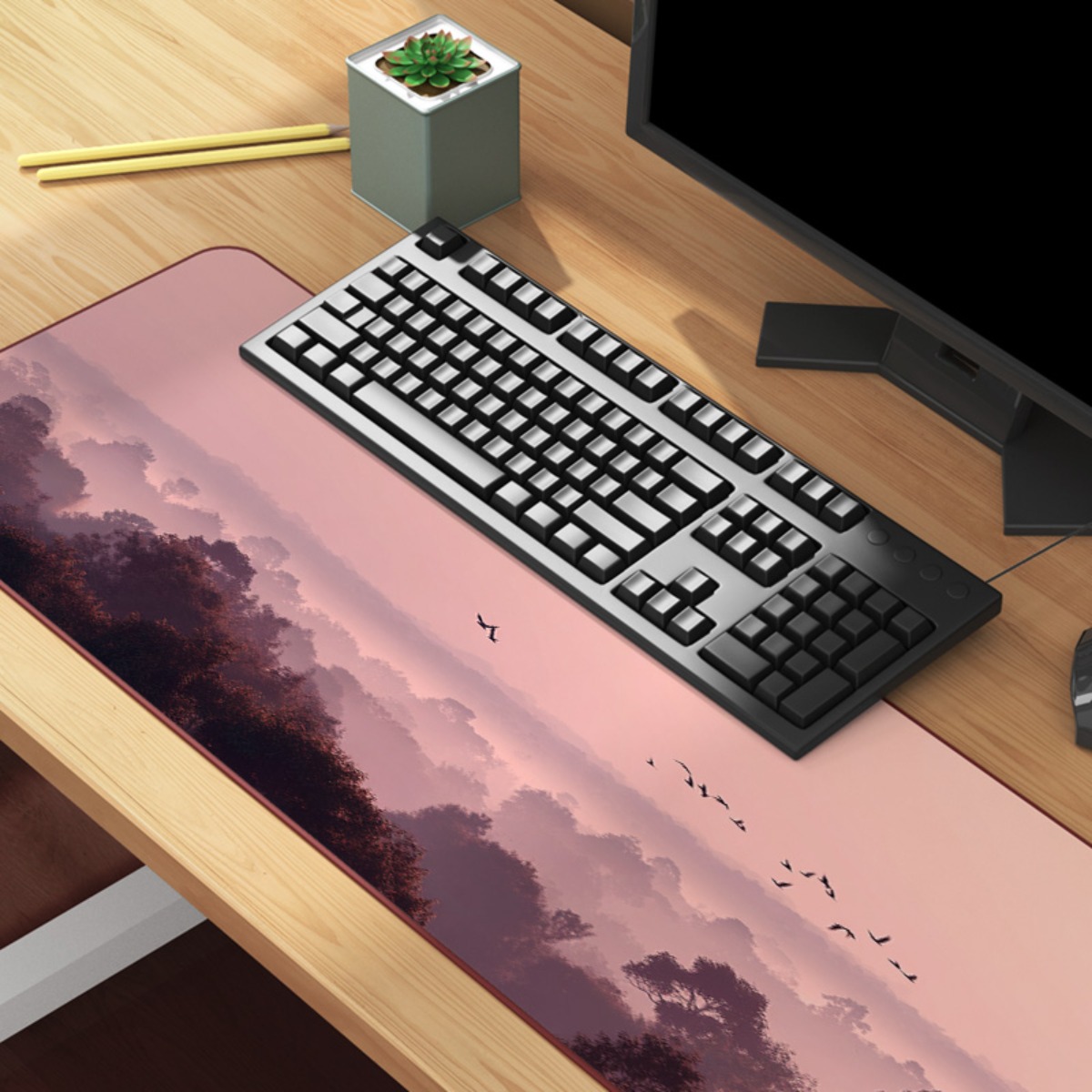 夢のようなピンク＆パープルスカイ XL マウスパッド |   - Your Desk Setup のレビューと価格